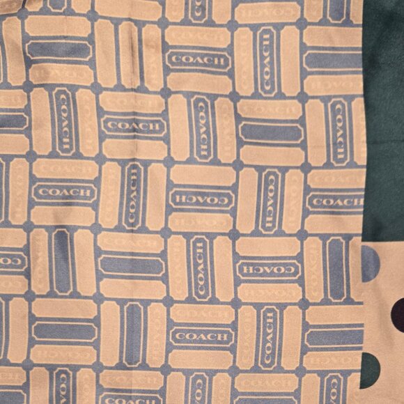 Coach Signature Printed 100% Silk Vintage Square Scarf 21 x 21 Various Blue Hues - Picture 2 of 5